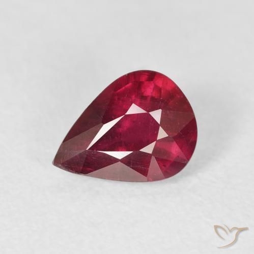 1.44ct Natürlicher tiefrot Rubin, Birnenform, VS-SI