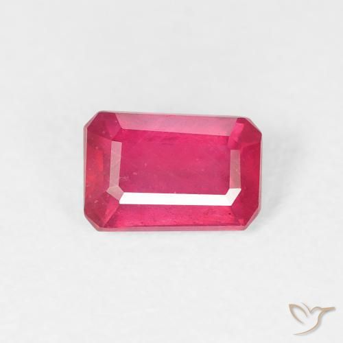 0.80ct Natürlicher Rosaig-rot Rubin, Smaragdschliff, VS
