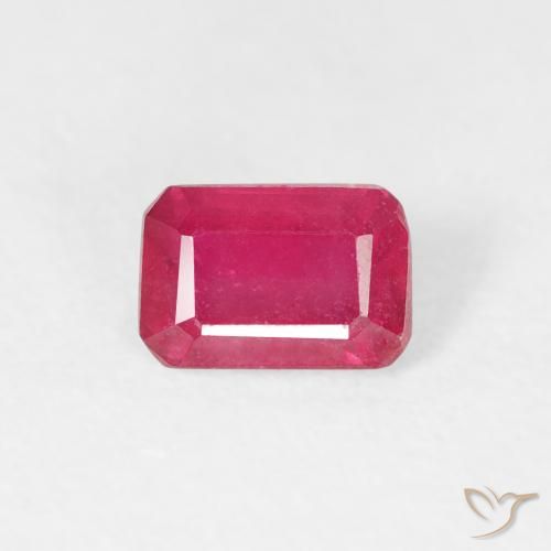 0.86ct Natürlicher Mittelrot Rubin, Smaragdschliff, VS