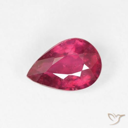 0.99ct Natürlicher Tiefes rötliches Rosa Rubin, Birnenform, VS-SI