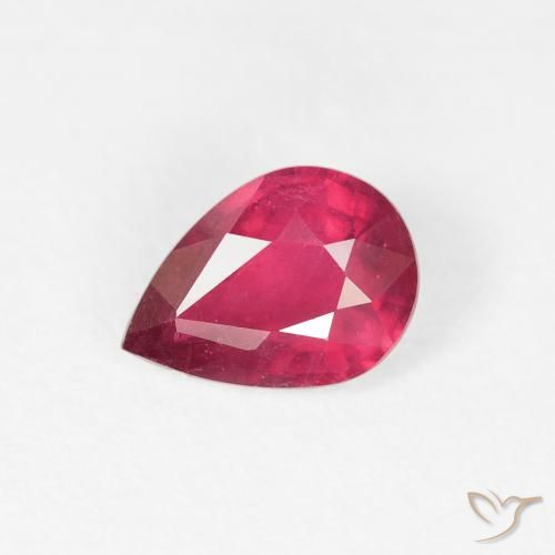 0.91ct Natürlicher rötlich-rosa Rubin, Birnenform, VS-SI