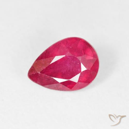 0.91ct Natürlicher rötlich-rosa Rubin, Birnenform, VS-SI