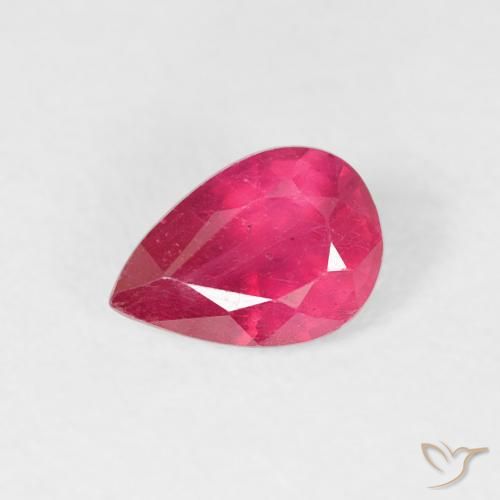 0.57ct Natürlicher Rosaig-rot Rubin, Birnenform, VS