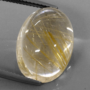 14,80 ctw natürlicher gelber Rutilquarz, Oval Schliff, Transparent