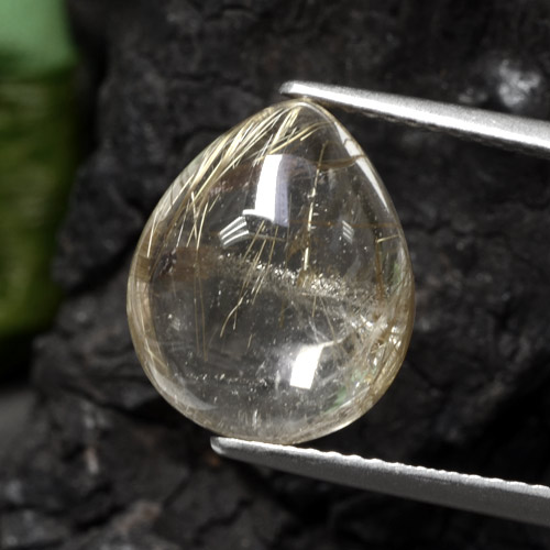 6,56 ctw natürlicher gelber Rutilquarz, Birnenform, Transparent