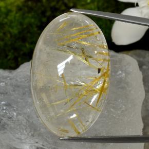42,48 ctw natürlicher gelber Rutilquarz, Oval Schliff, Transparent