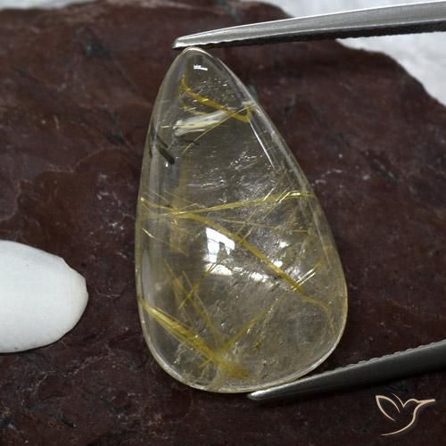 20.18ct Natürlicher Sehr helles Goldbraun Rutilquarz, Birnenform, Transparent