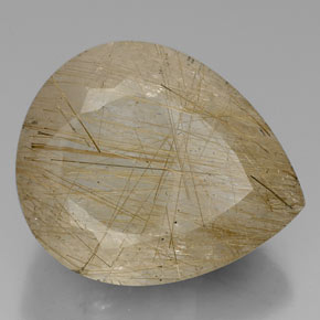60,42 ctw natürlicher Gold Rutilquarz, Birnenform, Transparent