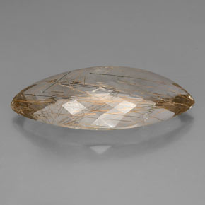 46,12 ctw natürlicher gelber Rutilquarz, Marquise, Transparent