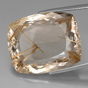 64,50 ctw natürlicher gelber Rutilquarz, Kissenschliff, Transparent