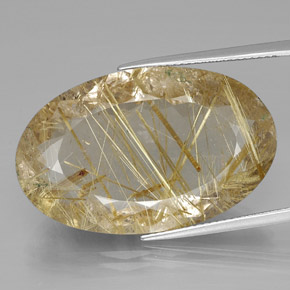 34,67 ctw natürlicher gelber Rutilquarz, Oval Schliff, Transparent