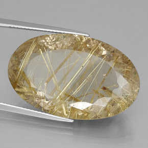 34,67 ctw natürlicher gelber Rutilquarz, Oval Schliff, Transparent