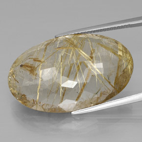 34,67 ctw natürlicher gelber Rutilquarz, Oval Schliff, Transparent