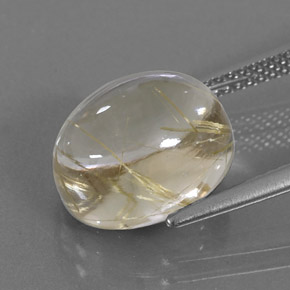 7,12 ctw natürlicher gelber Rutilquarz, Oval Schliff, Transparent