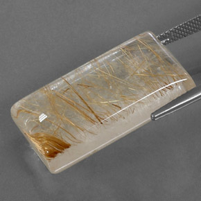 29,39 ctw natürlicher gelber Rutilquarz, Baguette, Transparent