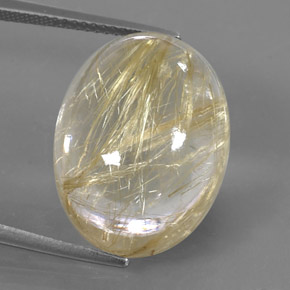 22,76 ctw natürlicher gelber Rutilquarz, Oval Schliff, Transparent