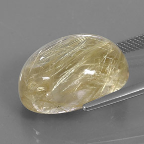 22,76 ctw natürlicher gelber Rutilquarz, Oval Schliff, Transparent