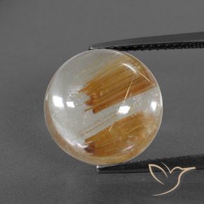 8.46ct Natürlicher Klar und Gold-Bronze Rutilquarz, Runden, Transparent / Lichtdurchlässig