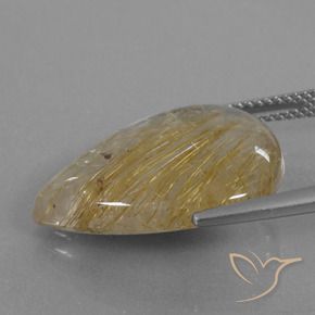9,17 ctw natürlicher Mittleres Gold Rutilquarz, Birnenform, Transparent