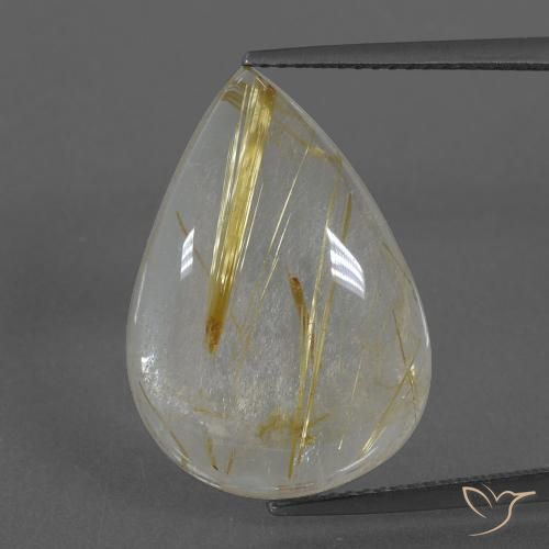 13.86ct Natürlicher Erdiges Gelb Rutilquarz, Birnenform, Transparent