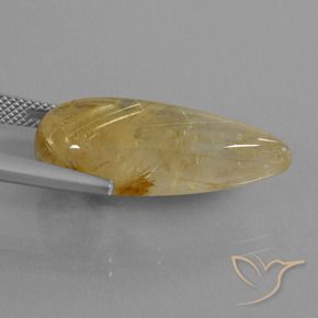 9,17 ctw natürlicher Mittleres Gold Rutilquarz, Birnenform, Transparent