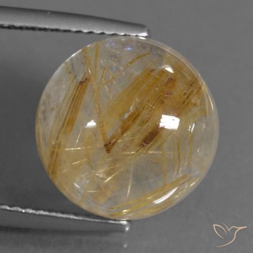 10.19ct Natürlicher Sehr helles Goldbraun Rutilquarz, Runden, Transparent