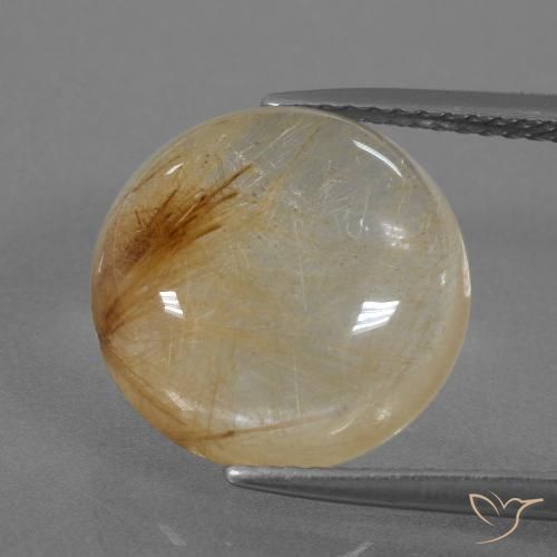7.04ct Natürlicher Sehr helles Goldbraun Rutilquarz, Runden, Transparent