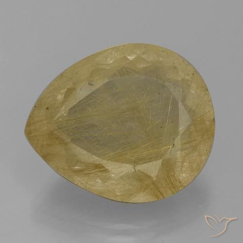 18.19ct Natürlicher hellgelb Rutilquarz, Birnenform, Transparent