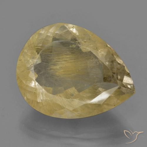 24.15ct Natürlicher Warmes Gelb Rutilquarz, Birnenform, Transparent