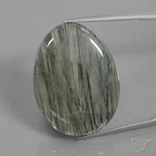 31.28ct Natürlicher Mittelgrau Rutilquarz, Oval, Lichtdurchlässig
