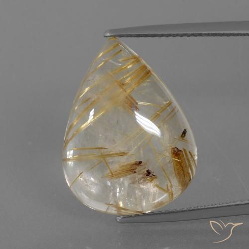 14.70ct Natürlicher Sehr helles Goldbraun Rutilquarz, Birnenform, Transparent