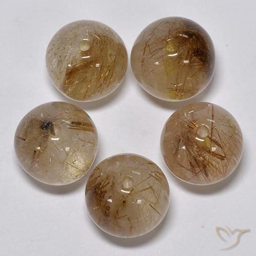 25.32ctw Natürlicher Hell Gold-braun Rutilquarz, Kugel / Ball, Transparent