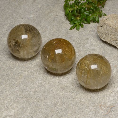 55.78ctw Natürlicher Sehr helles Goldbraun Rutilquarz, Kugel / Ball, Transparent