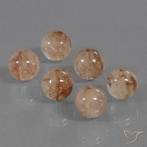 33.23ctw Natürlicher Pfirsich-Golden Rutilquarz, Kugel / Ball, Transparent, Photo A