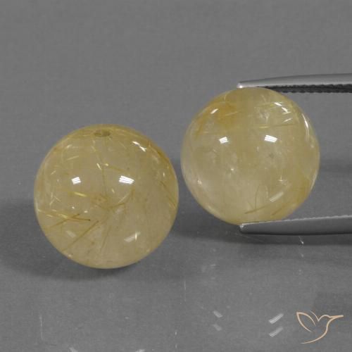 35.82ctw Natürlicher Warmes Gelb Rutilquarz, Kugel / Ball, Transparent