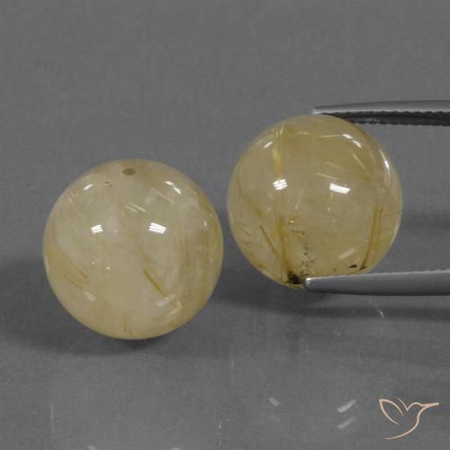 35.25ctw Natürlicher Mittelgelb Rutilquarz, Kugel / Ball, Transparent