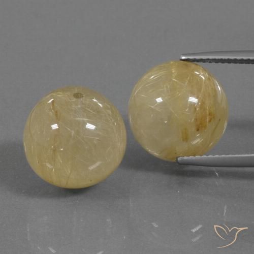 33.97ctw Natürlicher Erdiges Gelb Rutilquarz, Kugel / Ball, Transparent