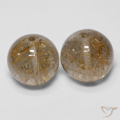 30.85ctw Natürlicher Warmes Braun Rutilquarz, Kugel / Ball, Transparent