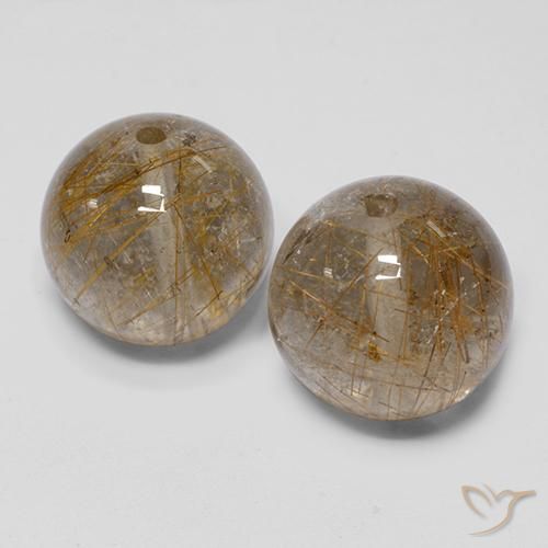 30.85 ct natürliche Warmes Braun Rutilquarz-Edelsteine, Kugel / Ball, Transparent