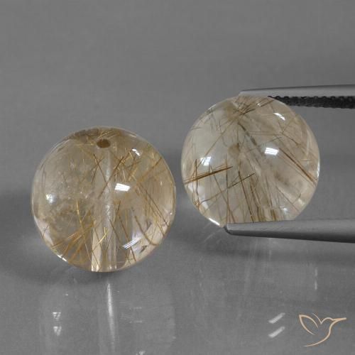 33.38ctw Natürlicher Warmes Braun Rutilquarz, Kugel / Ball, Transparent