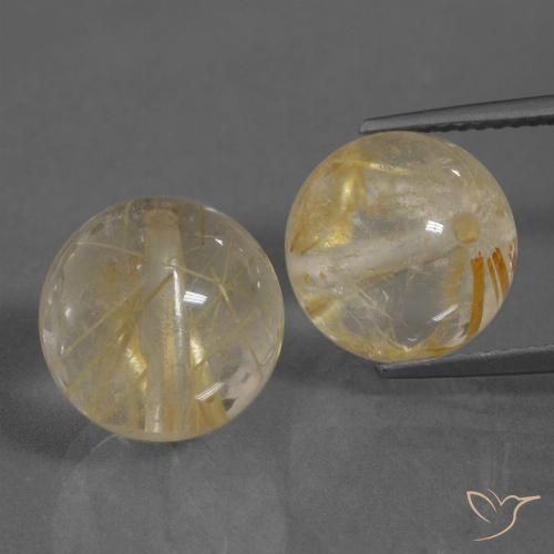 19.32ctw Natürlicher Gold-gelb Rutilquarz, Kugel / Ball, Transparent