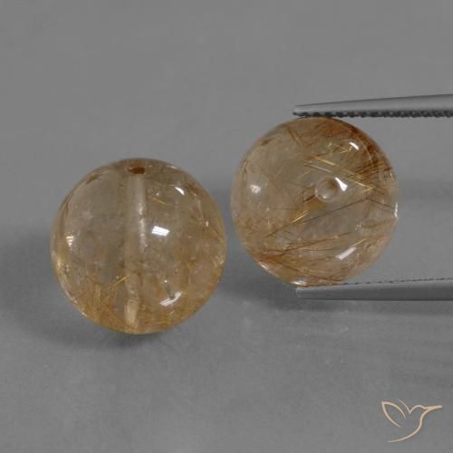 28.98ctw Natürlicher Sehr helles Braun Rutilquarz, Kugel / Ball, Transparent