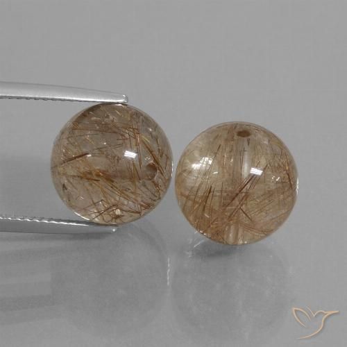 23.69ctw Natürlicher Warmes Braun Rutilquarz, Kugel / Ball, Transparent