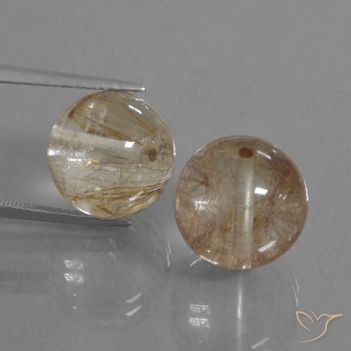 32.87ctw Natürlicher Warmes Braun Rutilquarz, Kugel / Ball, Transparent