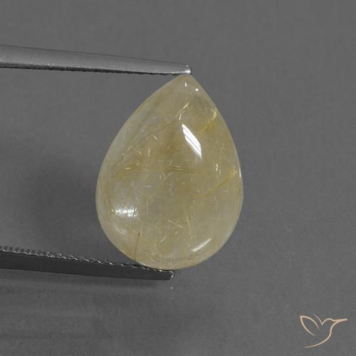 5.78ct Natürlicher Helles Erdgelb Rutilquarz, Birnenform, Transparent