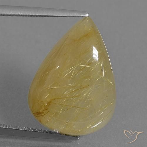 10.55ct Natürlicher Gold-gelb Rutilquarz, Birnenform, Lichtdurchlässig