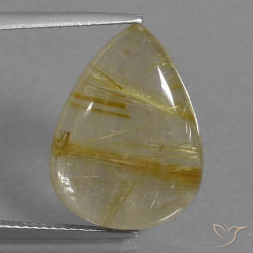 10.78ct Natürlicher Sehr helles Goldbraun Rutilquarz, Birnenform, Transparent