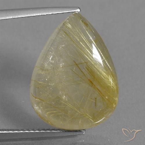 13.63ct Natürlicher Gold-gelb Rutilquarz, Birnenform, Transparent, Photo A