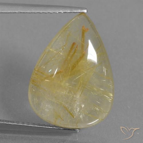9.59ct Natürlicher Gold-gelb Rutilquarz, Birnenform, Transparent