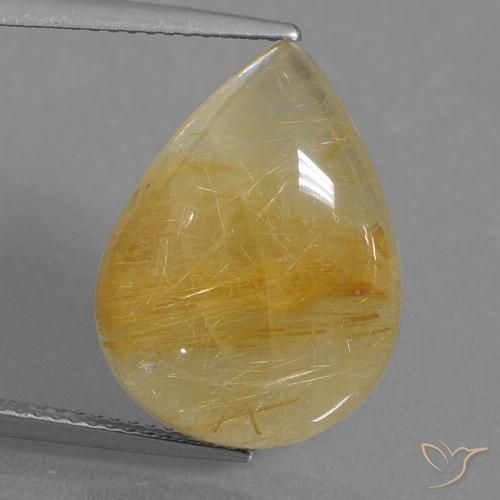 11.51ct Natürlicher Mittleres Gold Rutilquarz, Birnenform, Lichtdurchlässig
